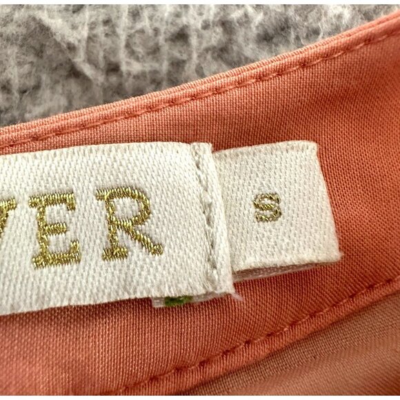 MARIE OLIVER Silk Blend Dress Eyelet Puff Sleeve Peach Pink - Picture 7 of 16